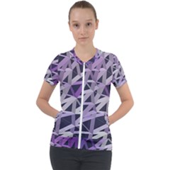 3d Lovely Geo Lines  Iv Short Sleeve Zip Up Jacket by Uniqued