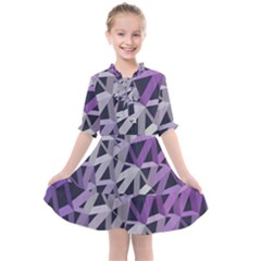 3d Lovely Geo Lines  Iv Kids  All Frills Chiffon Dress by Uniqued