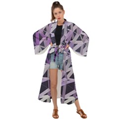 3d Lovely Geo Lines  Iv Maxi Kimono by Uniqued