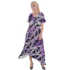 3d Lovely Geo Lines  Iv Cross Front Sharkbite Hem Maxi Dress by Uniqued