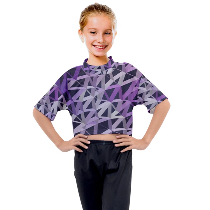 3d Lovely Geo Lines  Iv Kids Mock Neck Tee