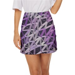 3d Lovely Geo Lines  Iv Mini Front Wrap Skirt by Uniqued