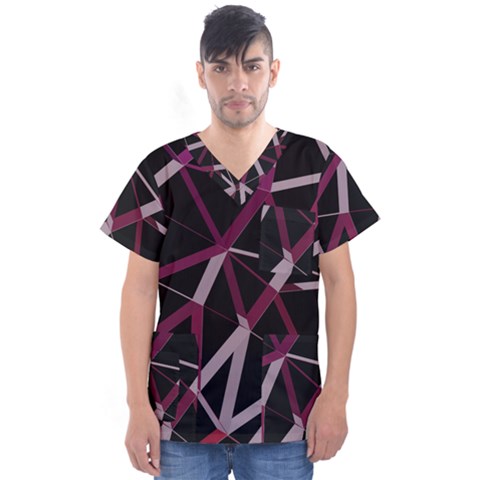 3d Lovely Geo Lines Iii Men s V-neck Scrub Top by Uniqued