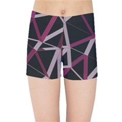 3d Lovely Geo Lines Iii Kids  Sports Shorts by Uniqued