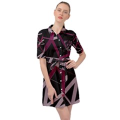 3d Lovely Geo Lines Iii Belted Shirt Dress by Uniqued