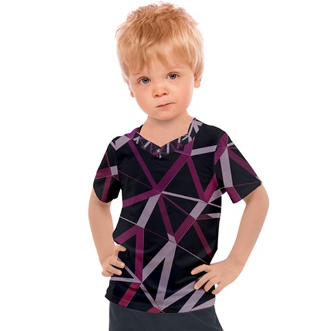 3d Lovely Geo Lines Iii Kids  Sports Tee by Uniqued