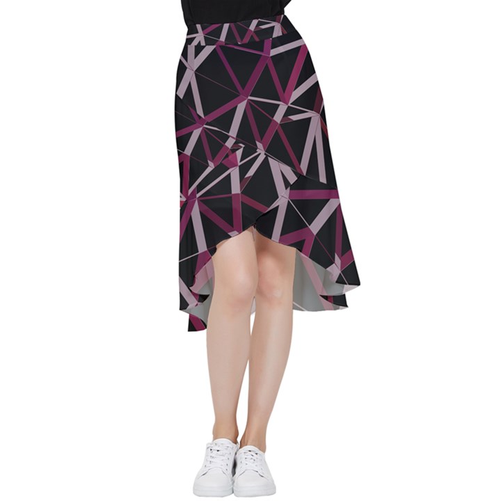 3d Lovely Geo Lines Iii Frill Hi Low Chiffon Skirt