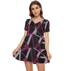 3d Lovely Geo Lines Iii Tiered Short Sleeve Mini Dress by Uniqued