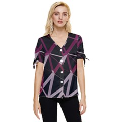 3d Lovely Geo Lines Iii Bow Sleeve Button Up Top