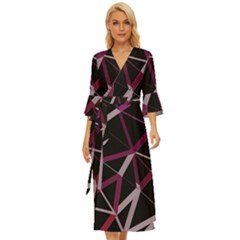 3d Lovely Geo Lines Iii Midsummer Wrap Dress