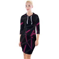 3d Lovely Geo Lines Viii Quarter Sleeve Hood Bodycon Dress