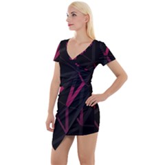 3d Lovely Geo Lines Viii Short Sleeve Asymmetric Mini Dress