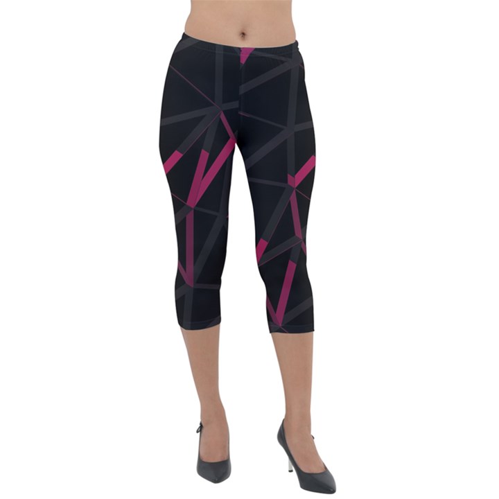 3D Lovely GEO Lines VIII Lightweight Velour Capri Leggings 