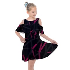 3d Lovely Geo Lines Viii Kids  Shoulder Cutout Chiffon Dress by Uniqued