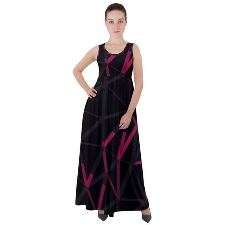 3D Lovely GEO Lines VIII Empire Waist Velour Maxi Dress