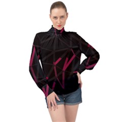 3d Lovely Geo Lines Viii High Neck Long Sleeve Chiffon Top by Uniqued