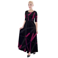 3d Lovely Geo Lines Viii Half Sleeves Maxi Dress by Uniqued