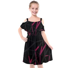 3d Lovely Geo Lines Viii Kids  Cut Out Shoulders Chiffon Dress by Uniqued