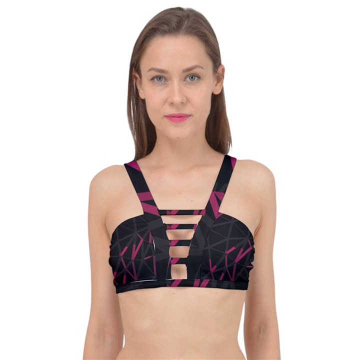 3D Lovely GEO Lines VIII Cage Up Bikini Top