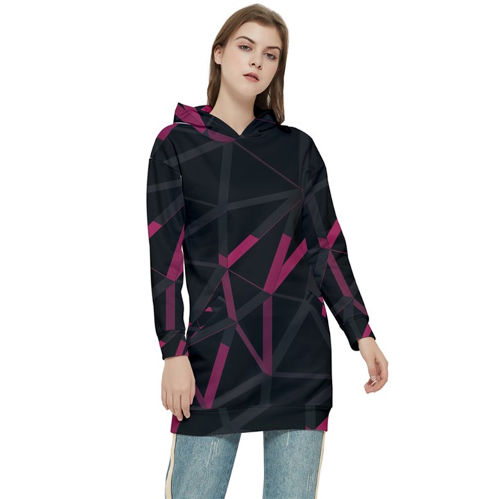 3D Lovely GEO Lines VIII Women s Long Oversized Pullover Hoodie