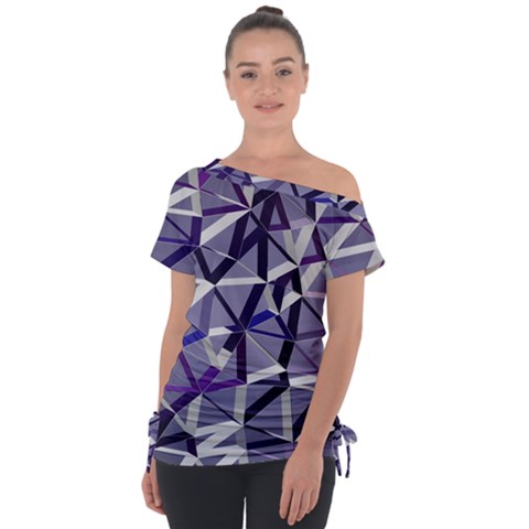 3d Lovely Geo Lines Ix Off Shoulder Tie-up Tee by Uniqued