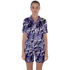 3d Lovely Geo Lines Ix Satin Short Sleeve Pajamas Set by Uniqued