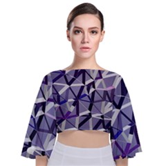 3d Lovely Geo Lines Ix Tie Back Butterfly Sleeve Chiffon Top by Uniqued