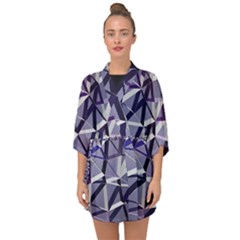 3d Lovely Geo Lines Ix Half Sleeve Chiffon Kimono by Uniqued