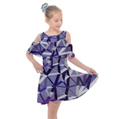 3d Lovely Geo Lines Ix Kids  Shoulder Cutout Chiffon Dress by Uniqued