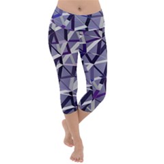 3d Lovely Geo Lines Ix Lightweight Velour Capri Yoga Leggings by Uniqued