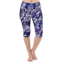 3d Lovely Geo Lines Ix Lightweight Velour Cropped Yoga Leggings by Uniqued