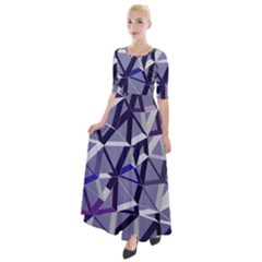 3d Lovely Geo Lines Ix Half Sleeves Maxi Dress by Uniqued