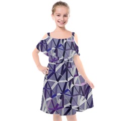 3d Lovely Geo Lines Ix Kids  Cut Out Shoulders Chiffon Dress by Uniqued