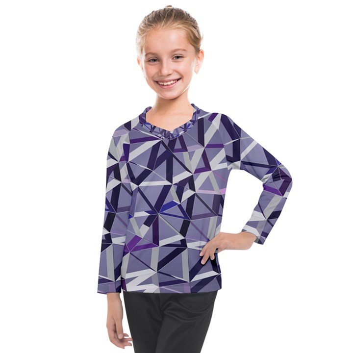 3D Lovely GEO Lines IX Kids  Long Mesh Tee