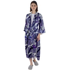 3d Lovely Geo Lines Ix Maxi Satin Kimono by Uniqued