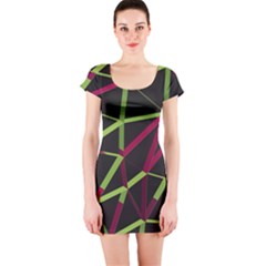 3d Lovely Geo Lines X Short Sleeve Bodycon Dress by Uniqued