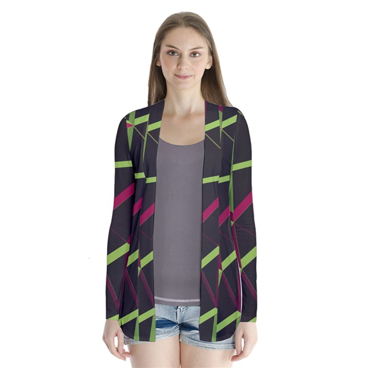 3D Lovely GEO Lines X Drape Collar Cardigan