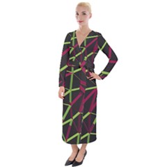 3d Lovely Geo Lines X Velvet Maxi Wrap Dress by Uniqued