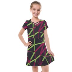 3d Lovely Geo Lines X Kids  Cross Web Dress by Uniqued