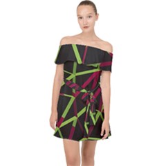 3d Lovely Geo Lines X Off Shoulder Chiffon Dress by Uniqued