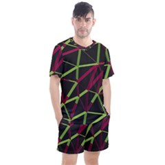 3d Lovely Geo Lines X Men s Mesh Tee And Shorts Set