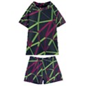 3D Lovely GEO Lines X Kids  Swim Tee and Shorts Set View1