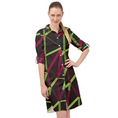 3d Lovely Geo Lines X Long Sleeve Mini Shirt Dress by Uniqued