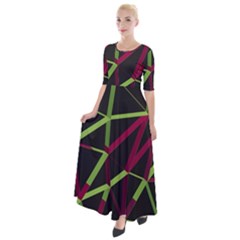 3d Lovely Geo Lines X Half Sleeves Maxi Dress by Uniqued