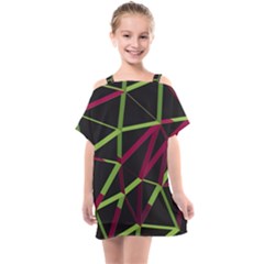 3d Lovely Geo Lines X Kids  One Piece Chiffon Dress by Uniqued