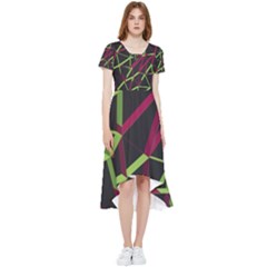 3d Lovely Geo Lines X High Low Boho Dress by Uniqued