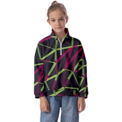 3d Lovely Geo Lines X Kids  Half Zip Hoodie