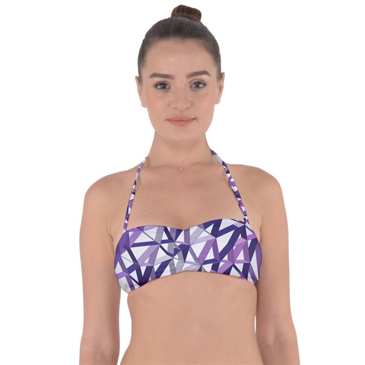 3D Lovely GEO Lines X Halter Bandeau Bikini Top