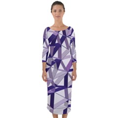 3d Lovely Geo Lines X Quarter Sleeve Midi Bodycon Dress by Uniqued