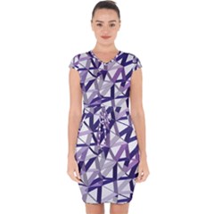 3d Lovely Geo Lines X Capsleeve Drawstring Dress  by Uniqued